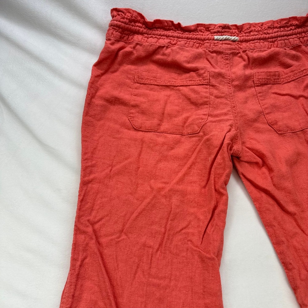 Roxy Oceanside Coral Pink Linen Blend Wide Leg Drawstring Beach Pants Womens M - Picture 5 of 16